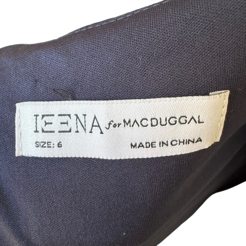 Leena for Mac Duggal - Navy Flounce Sleeve Square Neck Column Gown Sz 6 - Picture 10 of 13